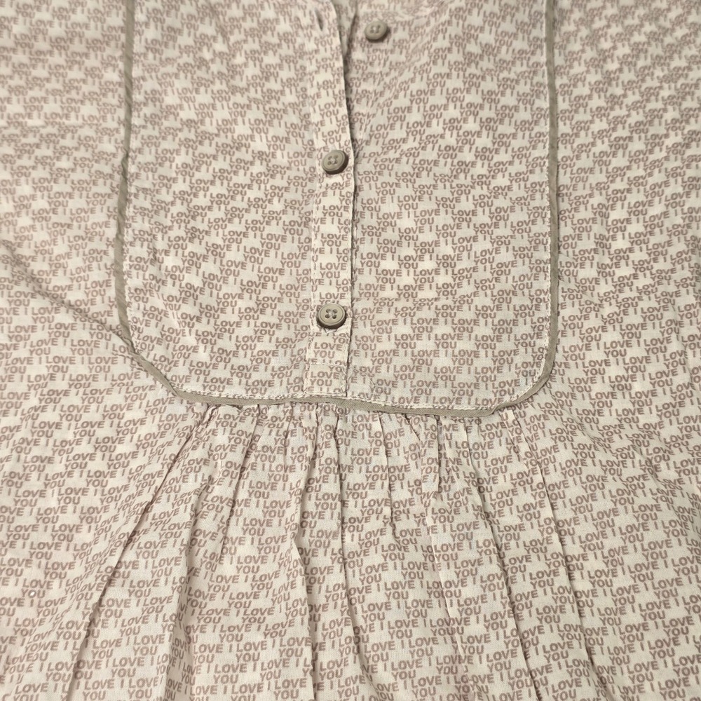 Stella McCartney for GapKids Girls Beige I Love You Cotton Blouse Top Size 10 L - Picture 2 of 6